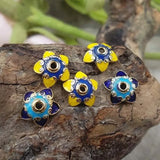 5pcs Cloisonne Craft Copper Beads Caps 10mm Enamel Tassel Caps DIY Bracelet