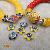 5pcs Cloisonne Craft Copper Beads Caps 10mm Enamel Tassel Caps DIY Bracelet