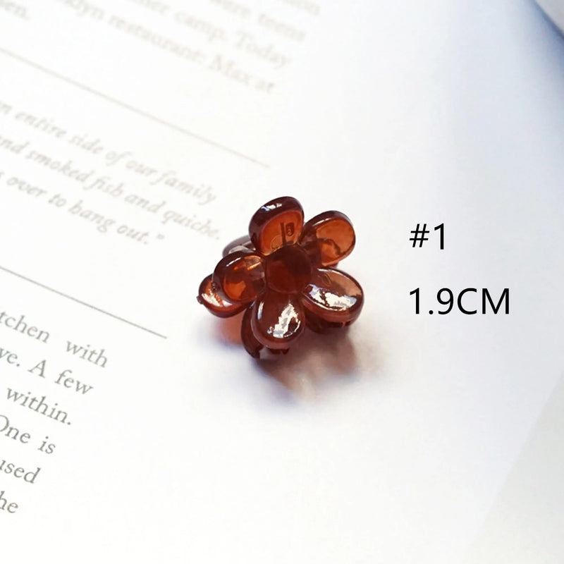 5pcs Coffee Autumn Winter Mini Flower Hairpin DIY Blank Grab Clip