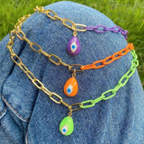 Colorful Enamel Eyes Pendant Necklace For Women Jewelry