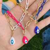 Colorful Enamel Eyes Pendant Necklace For Women Jewelry