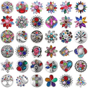 5pcs Colorful Flower Tree of Life Love Snaps Jewelry 20mm 18mm Metal Snap Button