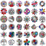 5pcs Colorful Flower Tree of Life Love Snaps Jewelry 20mm 18mm Metal Snap Button