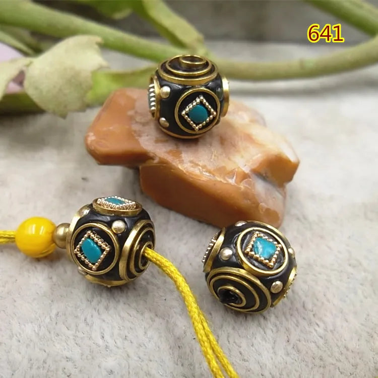 5pcs/lot Nepal Spacer Beads 12x13mm Ethnic Decoration Brass Charm