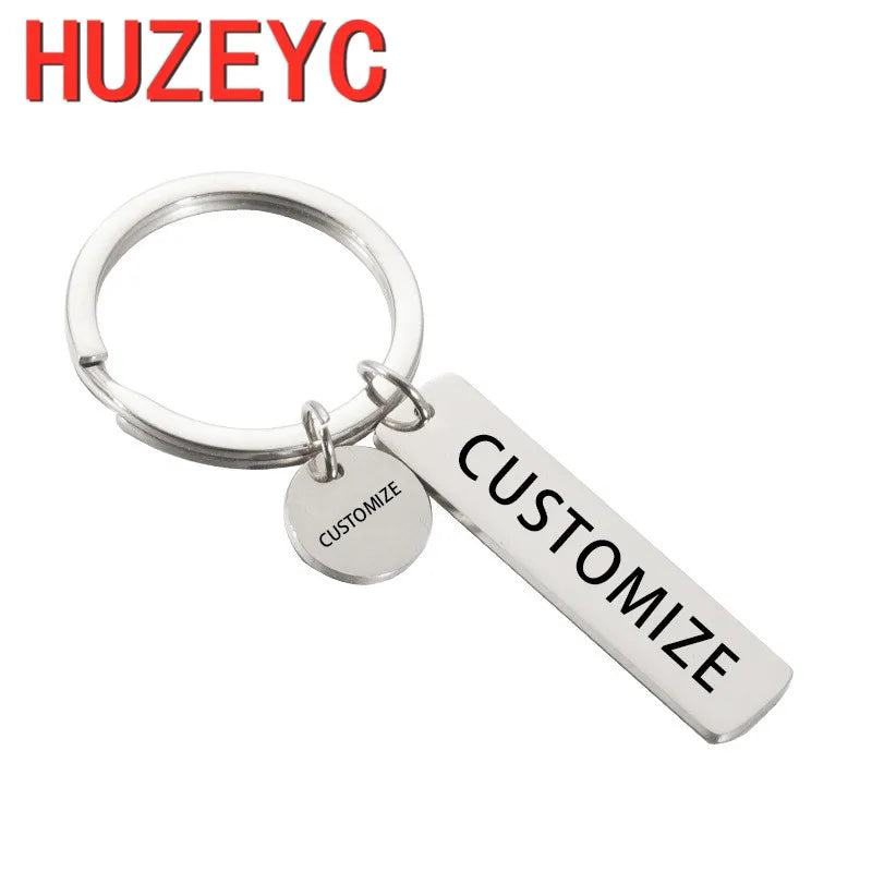 5pcs/lot Phone Number Keychain Stainless Steel Key Ring