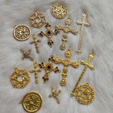 5pcs Diamond Pearl Cross Star Pendant Baroque DIY Accessories