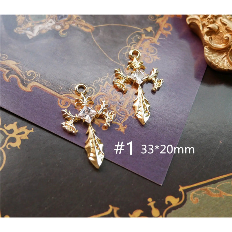 5pcs Diamond Pearl Love Cross Pendant DIY Earrings Necklace Hair Accessories