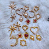 5pcs Diamond Pearl Love Moon Star Earrings Necklace Bracelet DIY Material Alloy