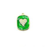 5pcs Enamel Heart Charms CZ Paved Brass Charms for Jewelry Making