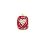 5pcs Enamel Heart Charms CZ Paved Brass Charms for Jewelry Making
