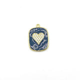 5pcs Enamel Heart Charms CZ Paved Brass Charms for Jewelry Making