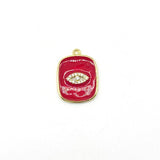 Enamel Jewelry CZ Paved Eye Charm Pendant - 5pcs/lot