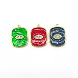 Enamel Jewelry CZ Paved Eye Charm Pendant - 5pcs/lot