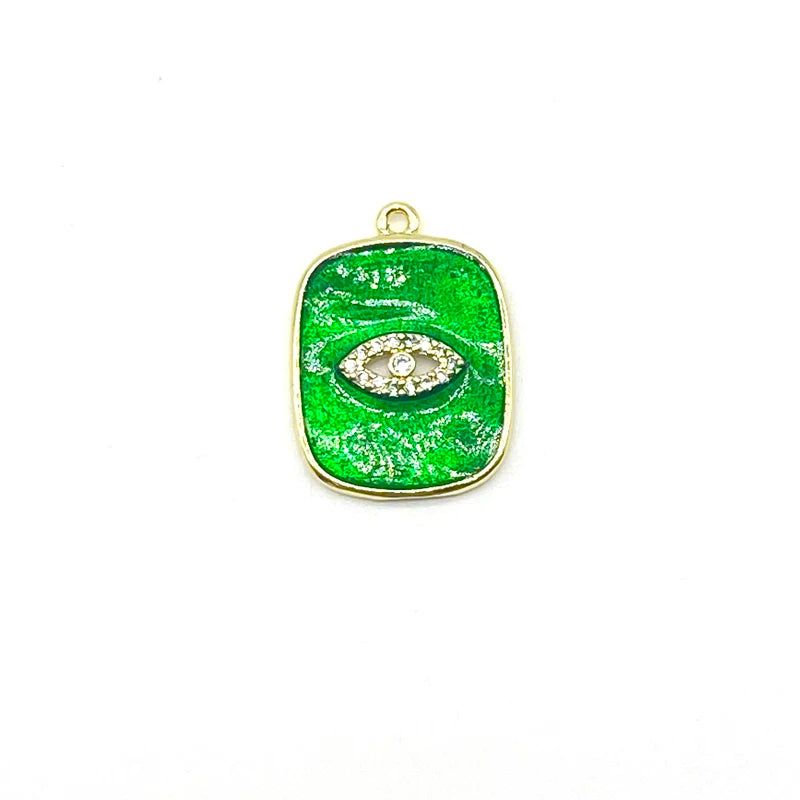 Enamel Jewelry CZ Paved Eye Charm Pendant - 5pcs/lot