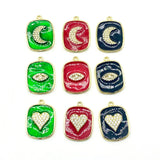 Enamel Jewelry CZ Paved Eye Charm Pendant - 5pcs/lot