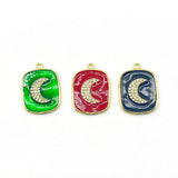 Enamel Moon Charm Pendant CZ Paved DIY Jewelry Lot