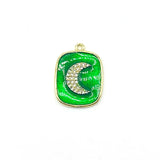 Enamel Moon Charm Pendant CZ Paved DIY Jewelry Lot