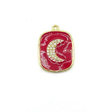 Enamel Moon Charm Pendant CZ Paved DIY Jewelry Lot