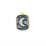 Enamel Moon Charm Pendant CZ Paved DIY Jewelry Lot