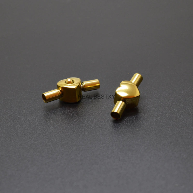 5pcs 316 Stainless Steel pushlock Heart Clasps For DIY Jewelry Making