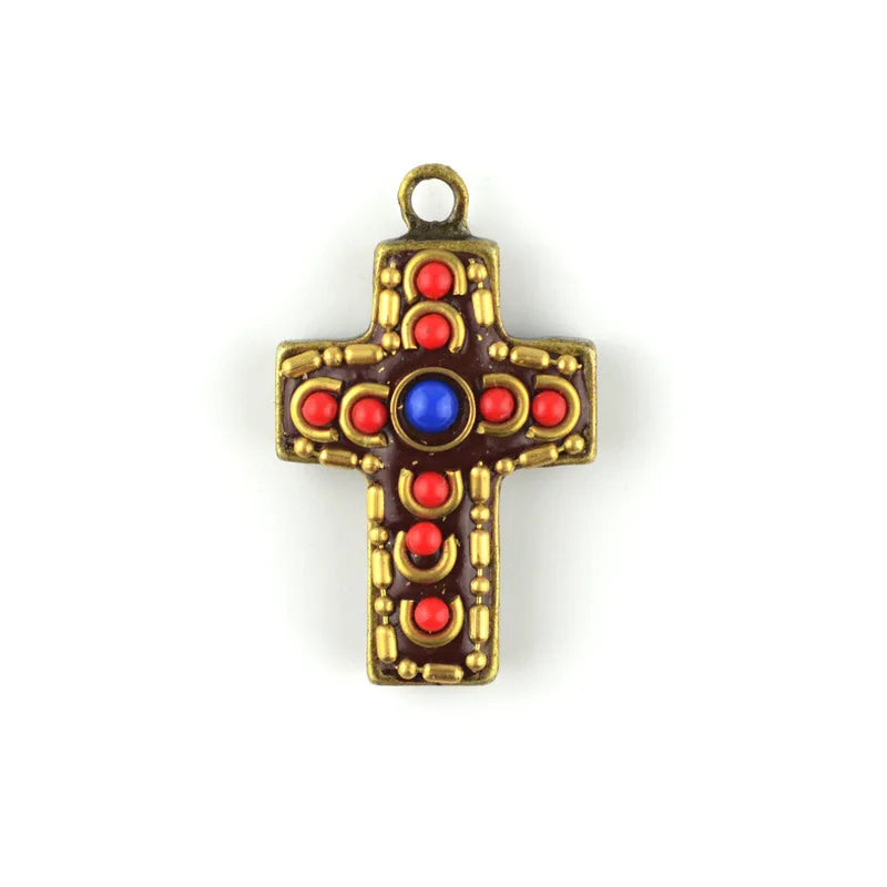 5pcs Nepal Style Bronze Tibetan Cross Charms Pendant DIY Jewelry Making