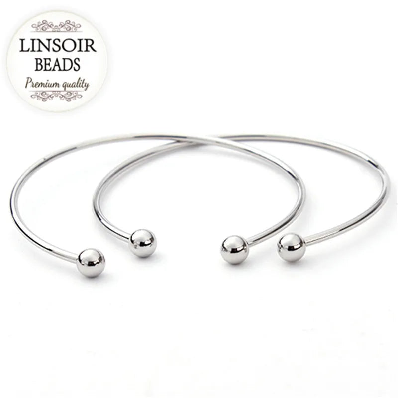 5pcs European Silver Adjustable Wire Bangles for Women F2012