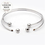5pcs European Silver Adjustable Wire Bangles for Women F2012