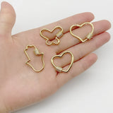 5pcs Brass Heart Shape Screw Clasp Jewellery Making