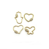 5pcs Brass Heart Shape Screw Clasp Jewellery Making