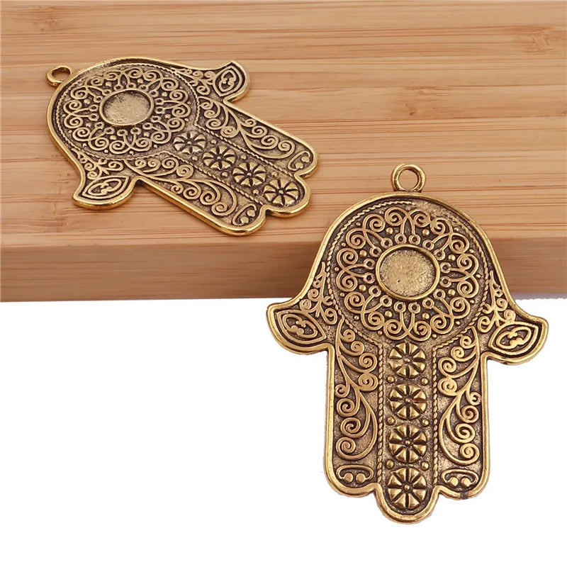 Bohemia Hand of Fatima Hamsa Pendant for Necklace DIY Jewelry 5pcs/lot