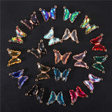 5pcs Colorful Crystal Butterfly Pendant Glass Charms For Women Necklace