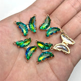 5pcs Colorful Crystal Butterfly Pendant Glass Charms For Women Necklace