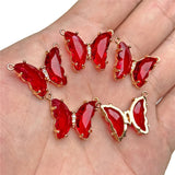 5pcs Colorful Crystal Butterfly Pendant Glass Charms For Women Necklace
