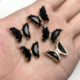 5pcs Colorful Crystal Butterfly Pendant Glass Charms For Women Necklace
