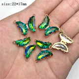 5pcs Colorful Crystal Butterfly Pendant Glass Charms For Women Necklace
