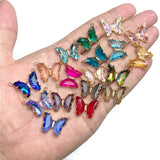 5pcs Colorful Crystal Butterfly Pendant Glass Charms For Women Necklace