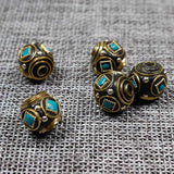 5pcs Nepal Copper Spacer Beads 13mm Brass Metal Beads DIY Jewelry Making