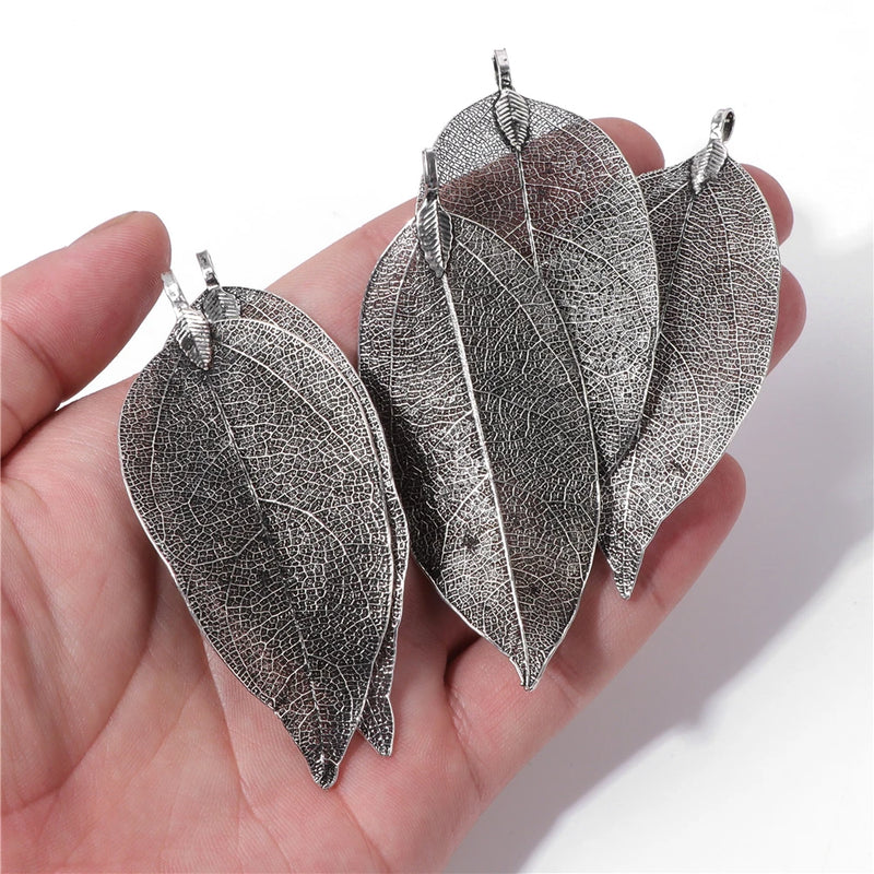 5pcs Real Leaf Charms Muticolor Leaves For Necklace Earrings Pendant