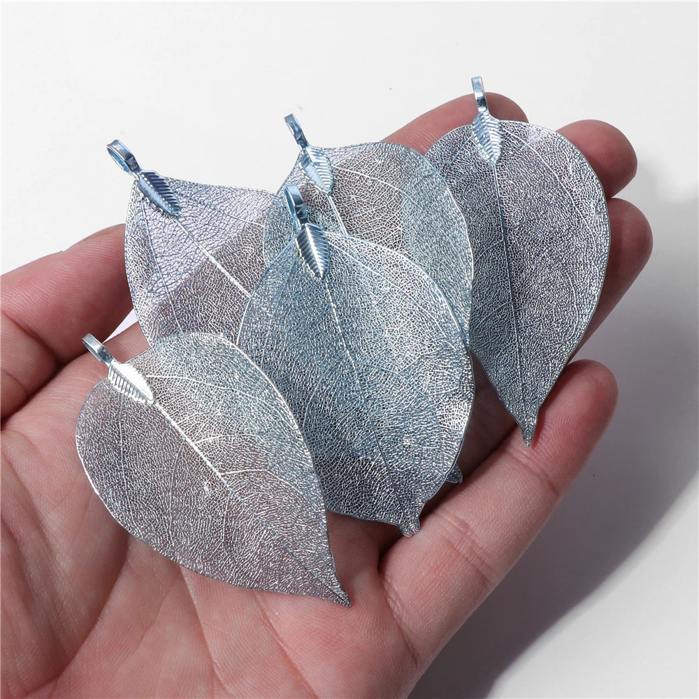 5pcs Real Leaf Charms Muticolor Leaves For Necklace Earrings Pendant