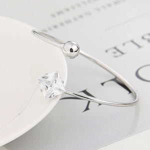 5pcs Silver Adjustable Bangle Big Square Crystal Charm Bracelet