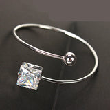 5pcs Silver Adjustable Bangle Big Square Crystal Charm Bracelet