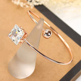 5pcs Silver Adjustable Bangle Big Square Crystal Charm Bracelet