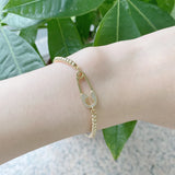 Copper CZ Eye Safty Pin Heart Adjustable Bracelet