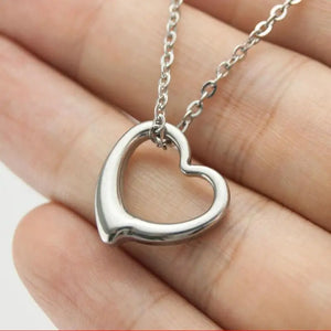 5pcs Love Charm Silver Chain Necklace Stainless Steel Heart Pendants