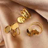 5pcs 12mm Stainless Steel Open Ring Settings Double Flat Blank Base Round Resin