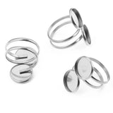 5pcs 12mm Stainless Steel Open Ring Settings Double Flat Blank Base Round Resin