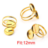 5pcs 12mm Stainless Steel Open Ring Settings Double Flat Blank Base Round Resin