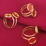 5pcs 12mm Stainless Steel Open Ring Settings Double Flat Blank Base Round Resin