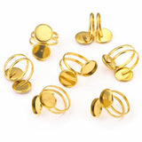 5pcs 12mm Stainless Steel Open Ring Settings Double Flat Blank Base Round Resin
