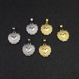 5pcs Flower Side Double Love Hearts Steel Charms Pendant DIY Jewelry Making